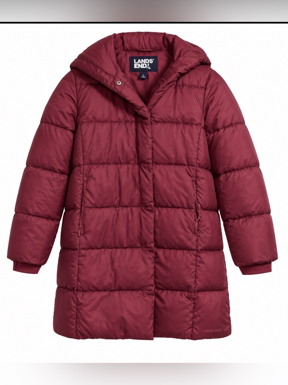 Lands' End Women's Hooded Puffer Coat (Burgundy / Plum) - Picture 1 of 5